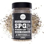 SPG Gourmet Steak Seasoning Blend With a Twist of Rosemary - Premium Salt, Pepper, Garlic & Rosemary Seasoning - Crafted for Irresistible Steaks - Large Jar (200g)