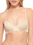 Wacoal Embrace Lace Petite 075891 Underwired Padded Push Up Plunge Bra Nude Beige 30C