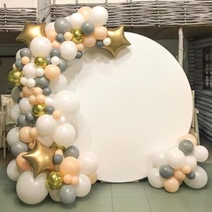 6.6ft/7.2ft Round Arch Cover Elastic Adjustable Circle Arch Backdrop Cover Round Circle Backdrop Cover Circle Balloon Arch Stand Cover Solid Color Round Background Cover for Party Décor (White 7.2ft)