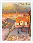 Peru - Arequipa Village South America - El Misti Volcano (Putina) - Vintage Travel Poster by F. C. Hannon c.1950s - Master Art Print (Unframed) 9in x 12in