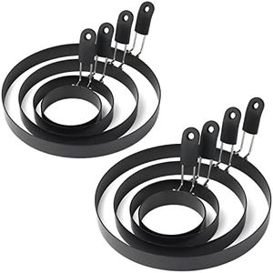 Egg Rings 8 Packs Stainless Steel Pancake Molds And Egg Ring Set Nonstick Round Egg And Omelet Molds for Frying Eggs And Muffins (Set of 8)