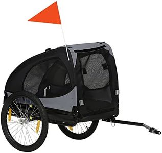 Aosom Dog Bike Trailer, Pet Bike Wagon with Steel Frame, Hitch Coupler, Quick Release Wheels, Reflectors, Flag, Pet Travel Carrier for Medium Dogs, Black