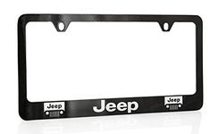 Jeep Logo License Plate Frame Holder (2 Hole / Brass, Black / Wide)