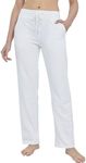 Willit Women's Cotton Sweatpants Open Bottom Yoga Sports Pants Straight Leg Lounge Athletic Pants with Pockets White XL