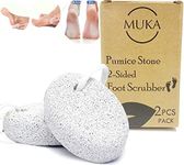 Pumice Stone for Feet 2 PCS Set_Foot Care Natural Pummice Stones for Dead Hard Skin_Foot Scrubber Calluses Removes_Gently Exfoliates Skin_Softer Smoother Heels_Beauty Foot File White Men Women by MUKA