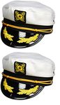 Sailor Ship Yacht Boat Captain Hat Navy Marines Admiral White Gold Cap 2 Pack