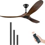 70 Inch Modern Ceiling Fan with Remote, Large Wood Celing Fan without Light Indoor Outdoor Ceiling Fan with Quiet Reversible DC Motor 6-Speed Timing for Bedroom Living Room Kitchen Patios Porch