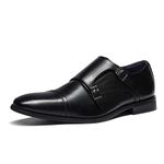 Bruno Marc Men's Dress Loafer Shoes Monk Strap Slip On Loafers,Size 9,Black,HUTCHINGSON_2