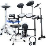 Fesley Electric Drum Set, Electronic Drum Set with 4 Quiet Mesh Drum Pads, Independent HiHat and Kick Drum Full Size Adult Drum Set, 3 Cymbals with Choke, 225 Sounds, USB MIDI, Drum Throne, and Sticks