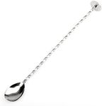 YUNAI Stainless Steel Bar Spoon with Muddler End, Twisted Cocktail Mixing Spoon Bar Drink Mixer Stirrer for Bartender Home Bar Restaurant Use, Silver, 10''/26cm, 2 in 1