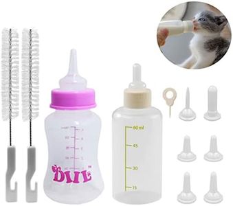 Sipiris Biberon de Lait pour Chiot Chaton,2 Set Biberon pour Animaux de Compagnie de Soins Infirmiers avec 5Tétines de Rechange 2 Brosse à Tétons pour Chatons Nouveau-nés Chiots Lapins(150ml+60ml)