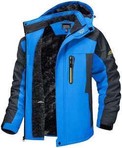 TACVASEN Men's Winter Ski Jacket Waterproof Snow Coats Snowboard Fleece Lining Jacket Warm Parka with Hooded Blue XXL