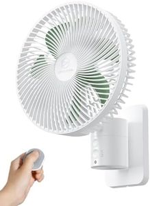 8.5Inch Quiet Wall Mount Oscillation Fan with Remote and Timer,Small Bathroom Mounted Fans with 4 Speeds, Indoor Bedroom Fan for RV, Adjustable Tilt,5.92 ft Cord,Cooling Garage Fan for Home