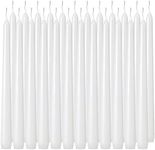 24 Pack Tall White Taper Candles, 10 inch (H) Dripless, Unscented Dinner Candle, Smokeless Taper Candles, Paraffin Wax with Cotton Wicks, 8 Hours Burn Time