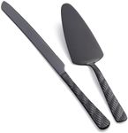 FULLYWARE Black Cake Cutting Set, Stainless Steel Cake Knife and Server Set, Cake Pie Cutter Set for Wedding, Birthday, Party