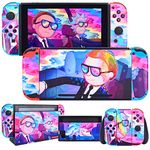 DLseego Skins Decal Vinyl for Switch, Full Set Protective Faceplate Stickers Kawaii Pastel Cartoon Protector Wrap Cover Compatible with Nintendo Switch Console Thumb Grips Dock,Rick and Morty