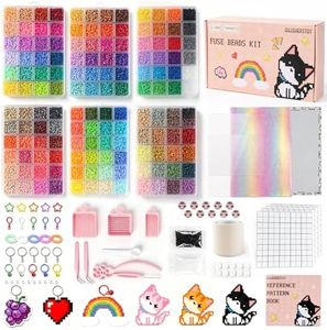 dilisherstoy 74000+Pcs Fuse Beads Kit, 144 Colors 2.6mm Mini Fuse Bead Kit, 200+ Patterns, DIY Crafts Supplies for Women, Ideal Christmas Birthday Party Gift for Women, Wall Art Room Decor, All-in-One