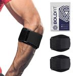 Boldfit Tennis Neoprene Elbow Support For Gym With Strap - For Pain Relief In Bursitis, Tendonitis Support and For Gym,Tennis,Running -Free Size - Black Pack Of 2