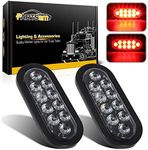 Partsam 2Pcs 6 Inch Oval Red Led Trailer Tail Lights 10 Diodes Clear Lens Stop Brake Turn Lights Grommet and Pigtails Waterproof 12V Sealed for RV Trucks, 6 Oval led Tail Lights Clear