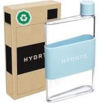 Hydrte | The Slim Water Bottle | Leakproof Flat Water Bottle | BPA Free Plastic | The Ultimate Handbag Water Bottle | Fits Into Any Bag (480ml, Pastel Blue)