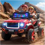 Toyzone Panther Electric Jeep (Red) | 12V Rechargeable Ride on with 5Ah Battery | Music Player with BT, USB & AUX | Smooth Acceleration | 6M Battery Warranty | Age 3-10 Years, Upto 50 kg