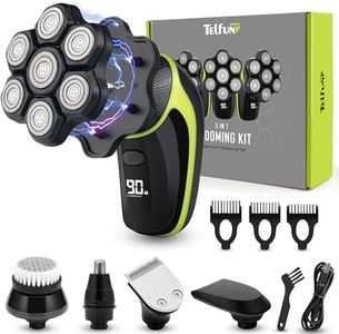 Rasoi per testine 7D per uomini calvi, rasoio per testine staccabile Telfun Rasoi a LED per testine calve asciutte/bagnate per uomini, rasoi per testine impermeabili IPX7 per uomini con carica di tipo