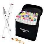 KINSPORY Marker Pens, 48 PCS Permanent Art Markers, Colouring pens for Kids, Teenagers, Adults, Double Tip Markers with base