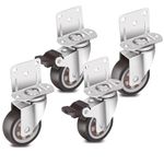 HASTHIP® 4 Pcs Swivel Caster Wheels Set Locking Casters Swivel Caster Wheels 2-Inch Small Rubber Caster Wheels Heavy Duty 600lbs Moving Wheel Casters for Furniture, Baby Bed, Kitchen, Cabinet