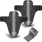 NICEDACK Mud Guard, 2Pcs MTB Bicycle Mudguards for 26" 650B 27.5" 29" MTB Mountain Bike Rear and Front Mudguard Fender (Silver, 2PCS Carbon Fiber Pattern)