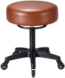 500lbs heavy duty Rolling Stool with Wheels, Height Adjustment Ring | 3.74" Thick Comfort cushion|PU leather|Silent Casters|360° Rotating Drafting Work Chair,Salon,Bar,Clinic,Dental,Office, Home