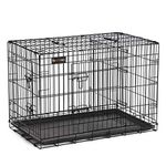 Feandrea Dog Crate, 36.4-Inch Foldable Dog Kennel with 2 Doors, Adjustable Divider Panel, Removable Tray, Metal Dog Cage, L, Black UPPD36BK