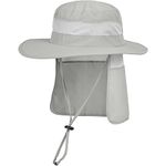 IYEBRAO Mens Sun Hat with Neck Flap Outdoor UV Protection for Hiking Fishing Garden Work (Light Grey)