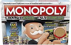 Hasbro Monopoly Crooked Cash Board Game for Families and Kids Ages 8 and Up, Includes Mr. Monopoly's Decoder to Find Fakes, Game for 2-6 Players