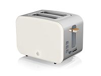 Swan ST14610WHTN Nordic 2-Slice Toaster with Defrost/Reheat/Cancel Functions, Cord Storage, 900W, White