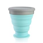 Spatlus Collapsible Cup, Rocontrip Silicone Travel Mug Leak Proof Coffee Folded Cup Gift Mug 200 ML Capacity 100% Food Grade BPA Free for Outdoor Camping Hiking. (Blue)