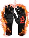 Beesgarden BBQ Gloves extreme heat resistant 800°C / 1472°F, Silicone Non-Slip Grilling bbq Gloves Oven Mitts Oven Gloves for Barbecue, Grilling, Cooking, Baking, Smoker - Black, L/XL/XXL Size