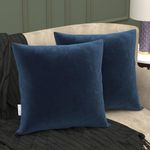 MY ARMOR Velvet Cushion Covers Set of 2-24 x 24 Inches, Soft & Luxurious Large Cushion Cases for Bedroom, Sofa, Chair & Living Room - Navy Blue