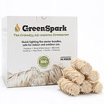 GreenSpark Friendly Fire Starter, 70 Count, 100% All-Natural, 8-10 Min. Burn, Fireplace, Campfire, Fire Pit, Grill, BBQ Smoker, Wood & Pellet Stove, Indoor & Outdoor, All-Weather, Super Fast Lighting