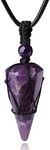 XIANNVXI Men's Necklaces Amethyst Crystal Necklace for Men Women Healing Gemstone Cone Pendant Necklace Adjustable Rope Necklace Jewellery