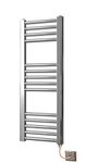 Greened House Chrome Straight Electric Towel Rail 300mm wide x 800mm high