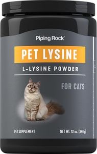 Piping Rock L-Lysine Powder for Cats | 500mg | 12oz | Pet Supplement | L Lysine Hydrochloride | Vegetarian, Non-GMO, Gluten Free