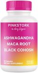 Pink Stork Ashwagandha, Maca Root, and Black Cohosh - Hormone Balance for Women - 9 Clinically-Studied Herbs for Perimenopause and Menopause - Hot Flashes, Mood Swings, Energy, 60 Capsules