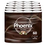 Phoenix Soft Shea Butter Fragranced Luxury Toilet Rolls Bulk Buy - Quilted White 3 Ply Toilet Paper (60 Pack)