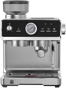 Kenmore Elite Coffee Machine with Grinder | Semi-Automatic Espresso Machine | Auto-Tamping Coffee Maker and Milk Frother | Hands-Free Grinder and Tamp | Stainless Steel