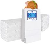 Stock Your Home 6 Lb White Paper Bags (200 Count) - Eco Friendly White Lunch Bags - Small White Paper Bags for Packing Lunch & Snacks - Blank White Lunch Bags Paper for Arts & Crafts Projects