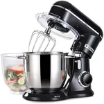 Kitchen in the box Stand Mixer, 4.5QT+5QT Two bowls Electric Food Mixer, 10 Speeds Kitchen Mixer for Daily Use with Egg Whisk,Dough Hook,Flat Beater (Black)