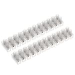 AUKENIEN 60A Electrical Connector Blocks 60 Amp 12 Way White Terminal Block Strip Electric Wire Connectors Choc Blocks Connecting for Wiring Cable (Pack of 2)