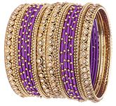 NMII Metal Base Metal Zircon Stone Bangle Set For Women & Girls (Purple) (Pack of 20)