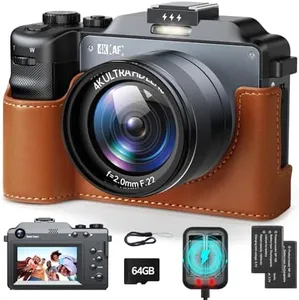 4K Digital Camera for Photography 64MP Autofocus Vlogging Camera for YouTube 3.0'' Dual Lens Point and Shoot Camera with 18X Zoom Campact Selfie Camera for Beginner,64GB Card,Protective Case,Charger