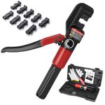 Toscoco Upgraded 10 Ton Hydraulic Crimping Tool Wire Battery Cable Lug Terminal Crimper With 9 Pairs of Dies, 1/8"-3/16" Cable Wire Crimping Tool with Return Spring for Cable Railing Kit